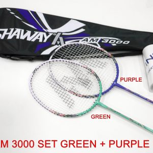 25-Ashaway AM3000 SET 2x Rkts w/nylon shuttle 3pk